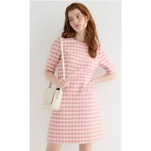 62. J.Crew Short-sleeve mini dress in gingham terry tweed